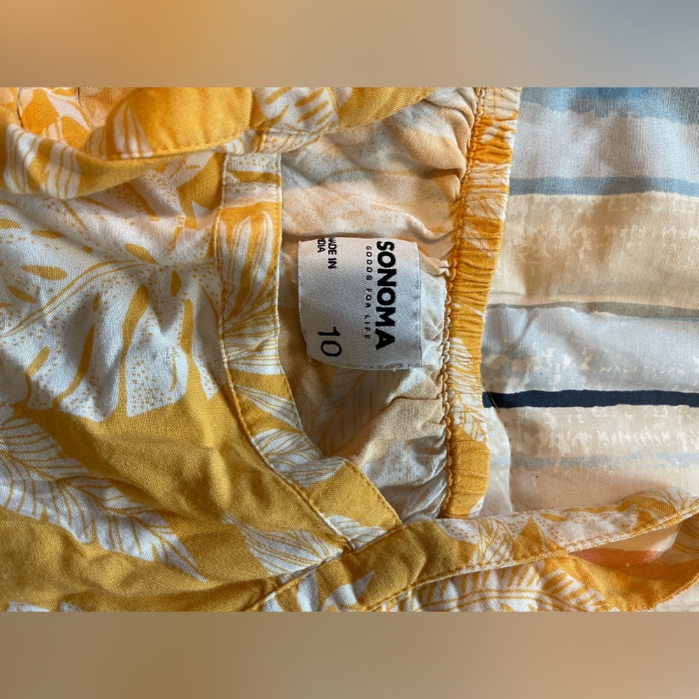 Sonoma babydoll tank top. yellow with leaves pattern, girls size 10
